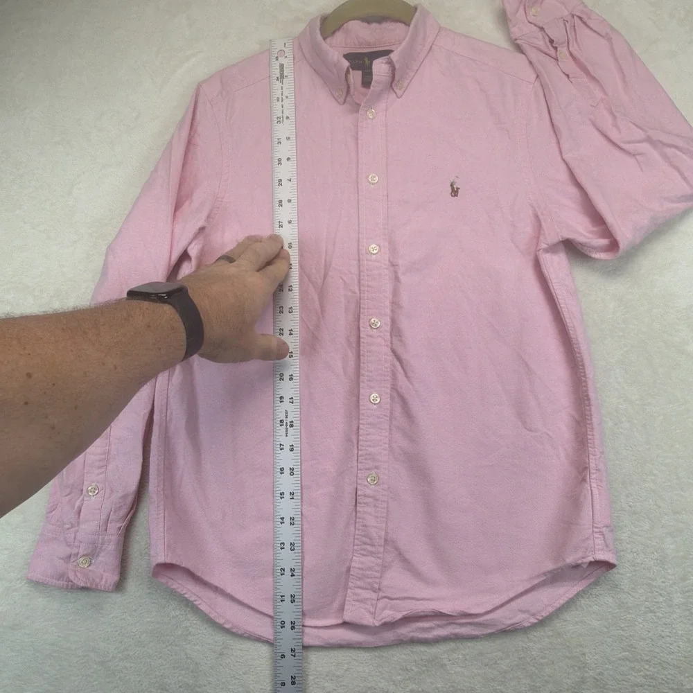 Ralph Lauren Boys Oxford Shirt Pink Long Sleeve Button Down Large 14-16